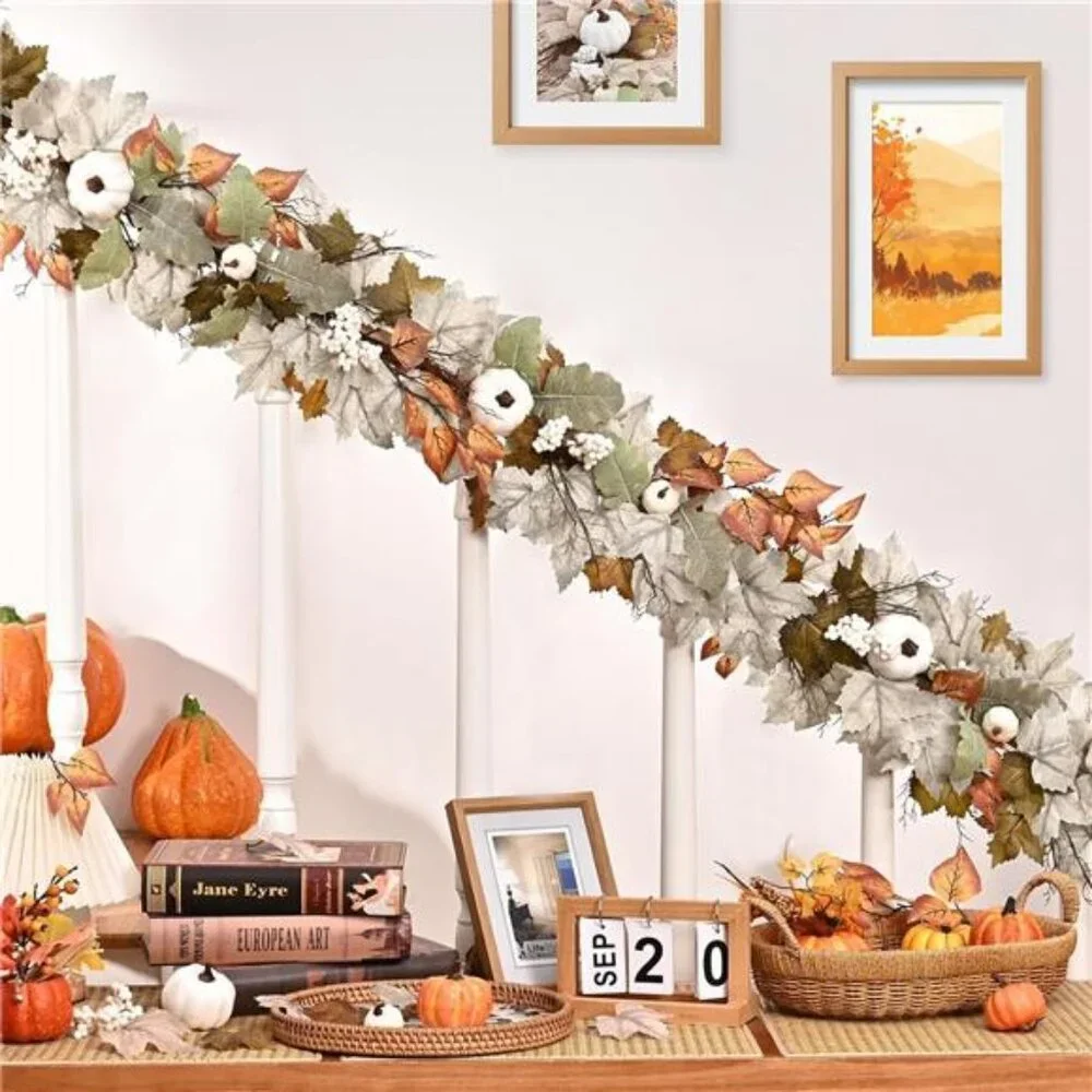 Fall Decorations for Home, 5.9Ft Fall Garland for Mantle, Fall Leaves Garland
